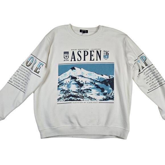 Vinyl Icons Tops - Aspen Colorado Rocky Mountain Sweatshirt High Peak Elevation Pullover XL 0834